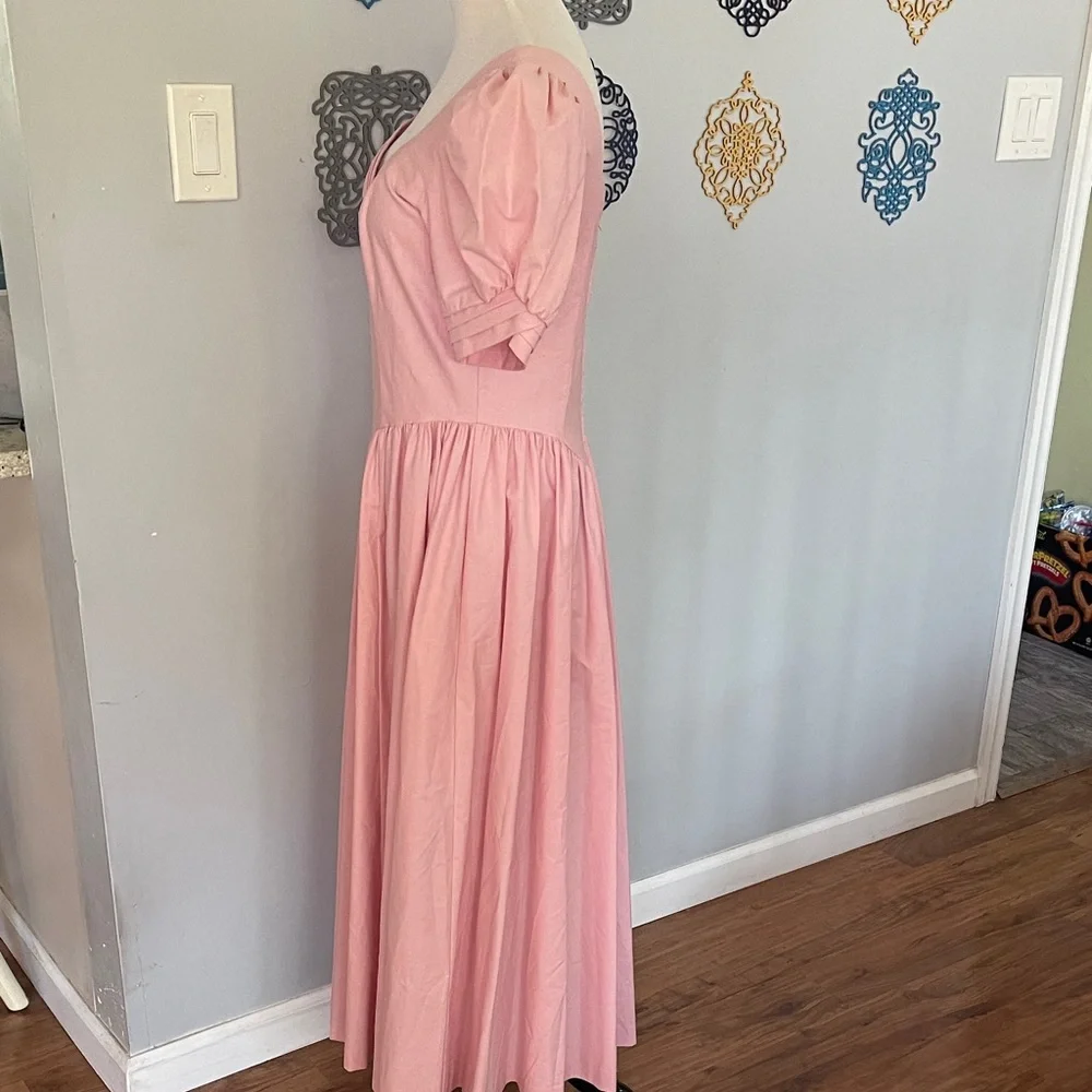 Vintage Laura Ashley Pink Puff Sleeve Prairie Dress size 12 - Picture 4 of 10
